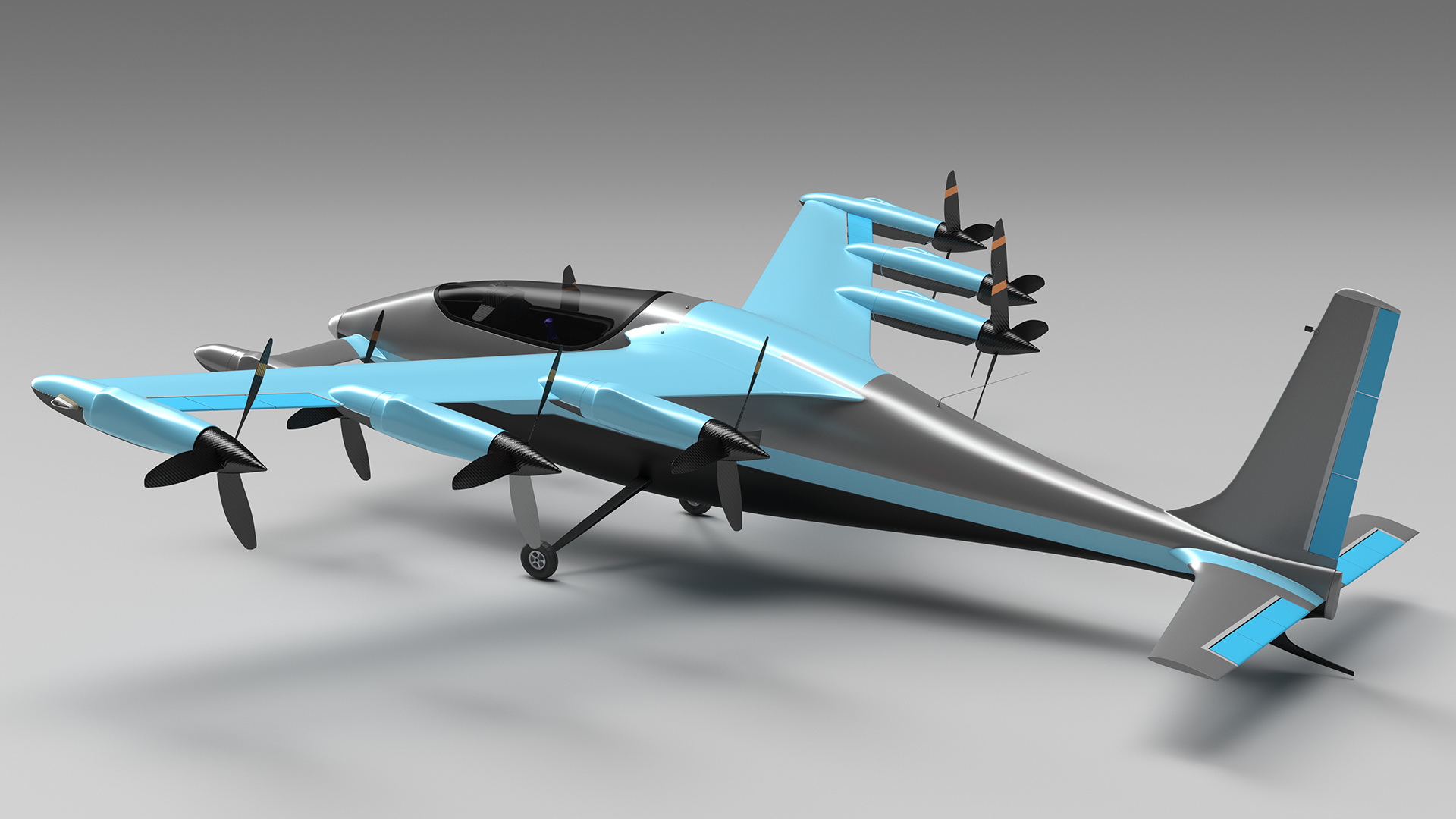 Electric Air Taxi Blue 3D