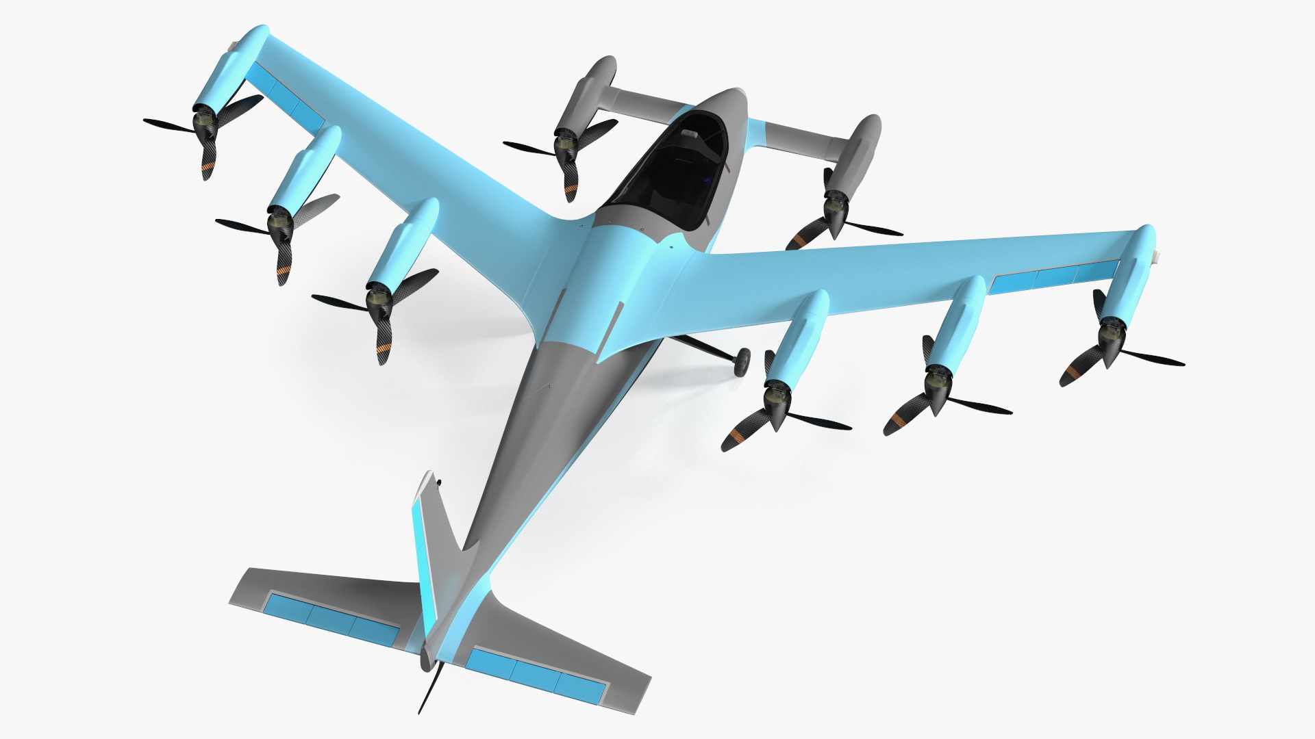 Flying Air Taxi Blue Rigged 3D