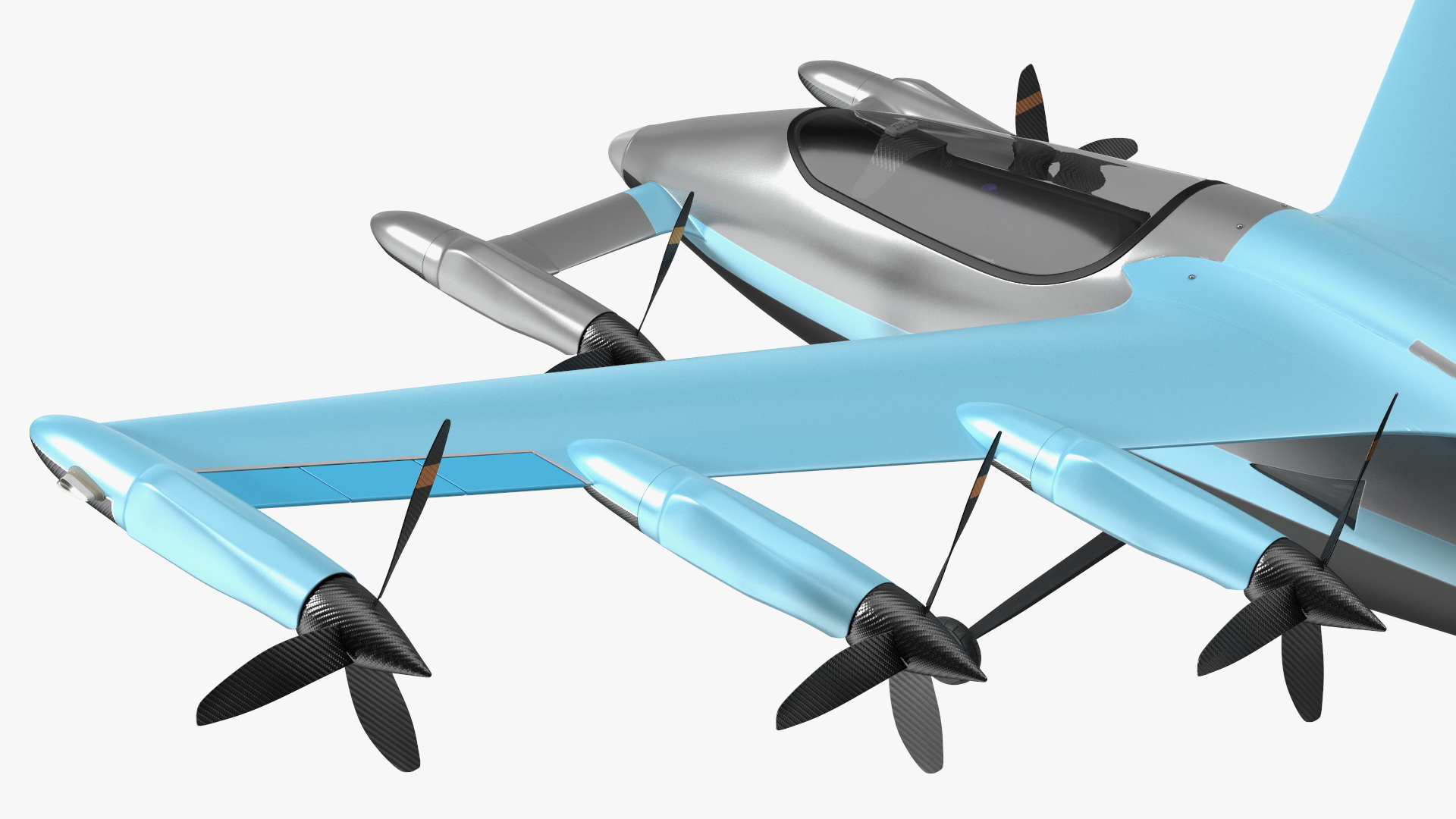 Flying Air Taxi Blue Rigged 3D