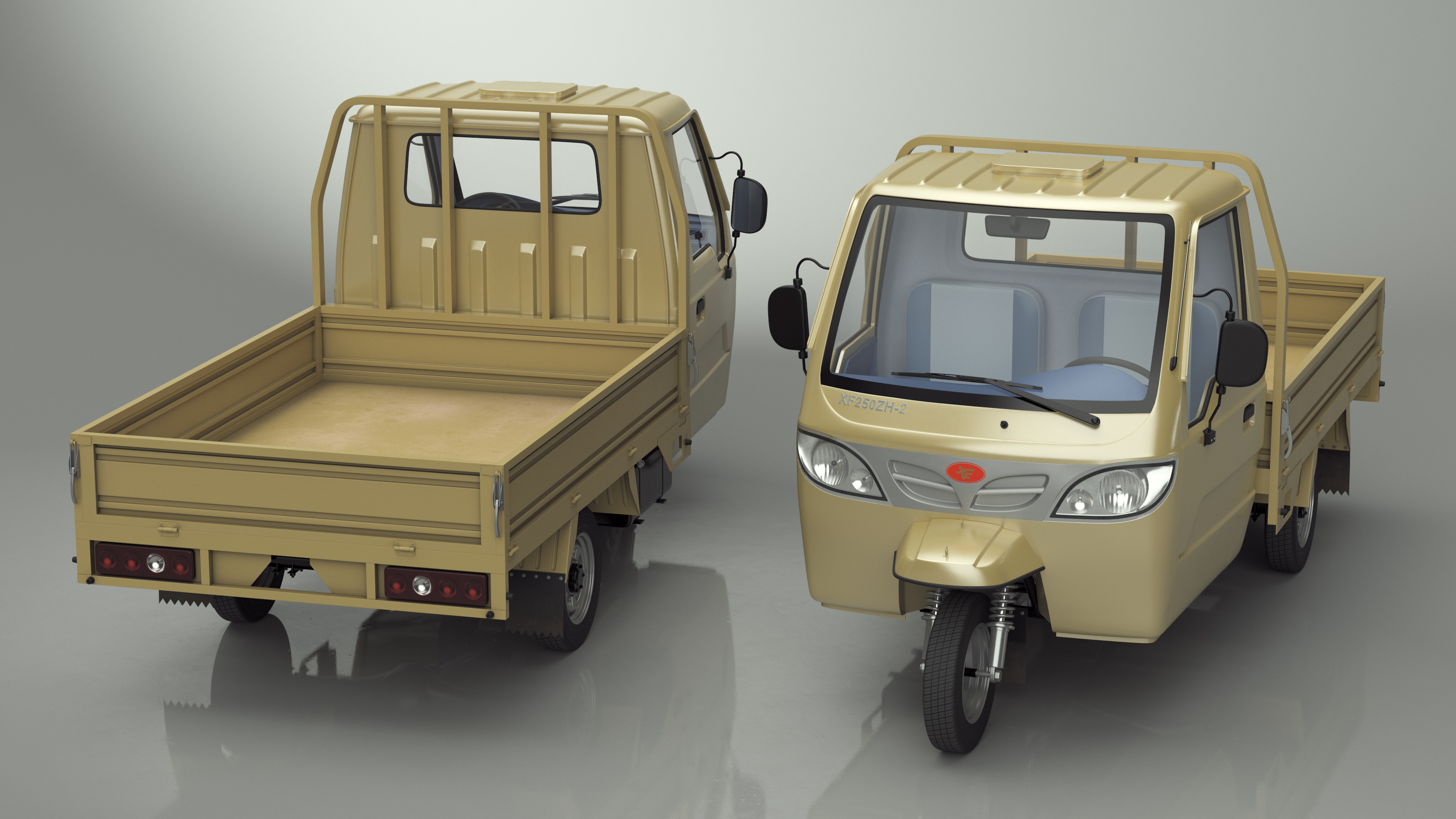 3D model Three Wheel Cargo Tuk-Tuk with Open Body