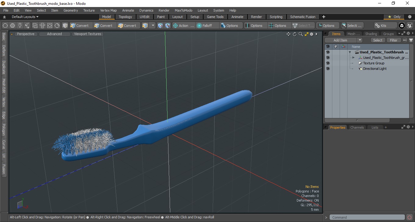 3D Used Plastic Toothbrush model