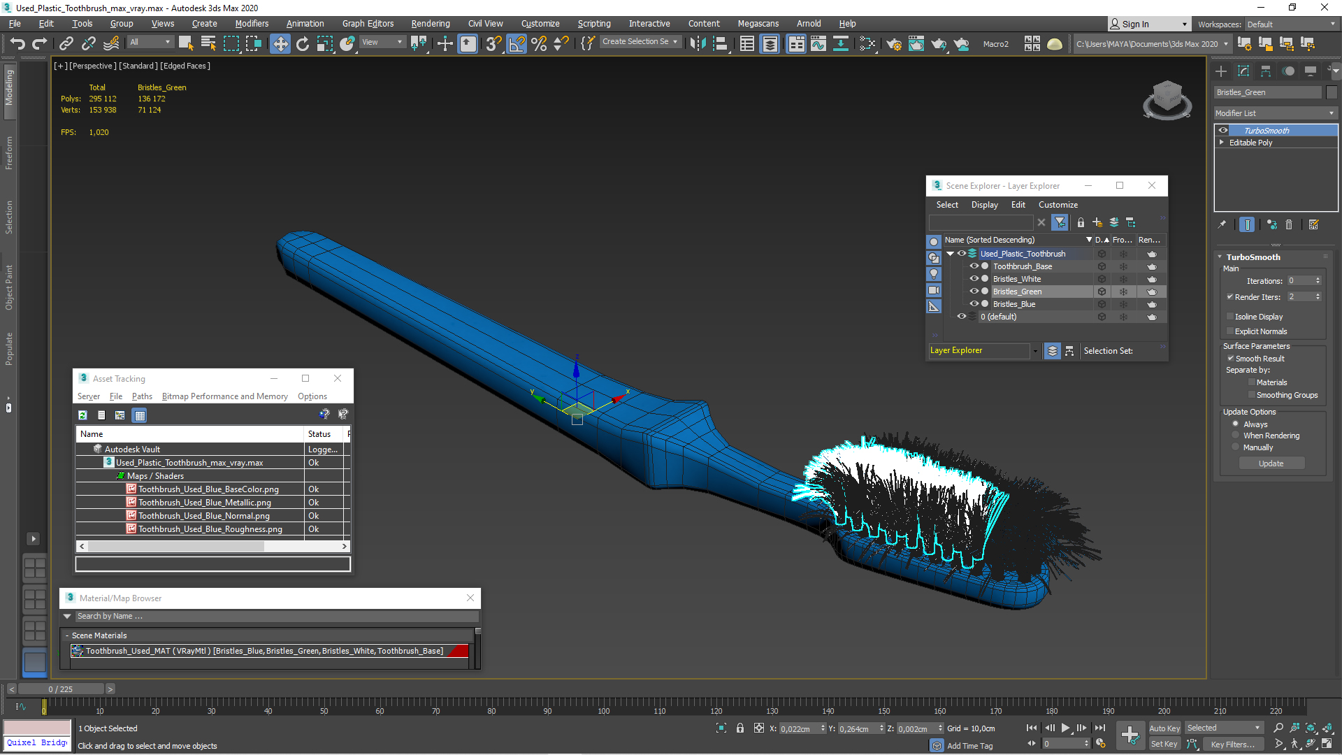 3D Used Plastic Toothbrush model