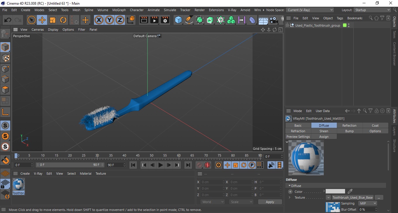 3D Used Plastic Toothbrush model