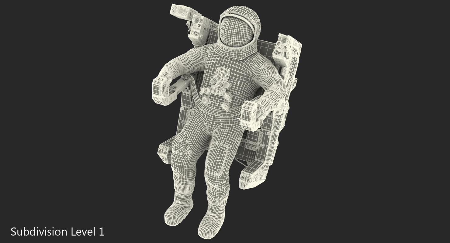 Astronaut in Spacesuit A7L with Manned Maneuvering Unit Rigged 3D