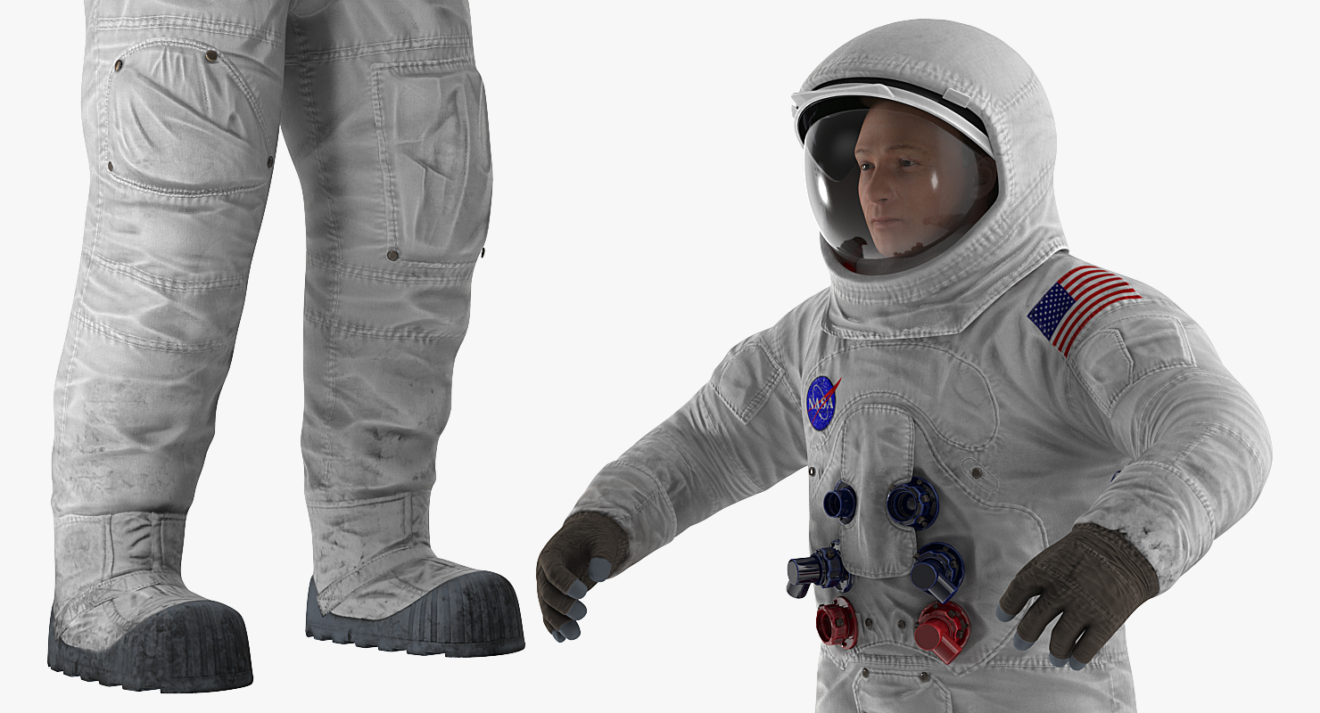 Astronaut in Spacesuit A7L with Manned Maneuvering Unit Rigged 3D