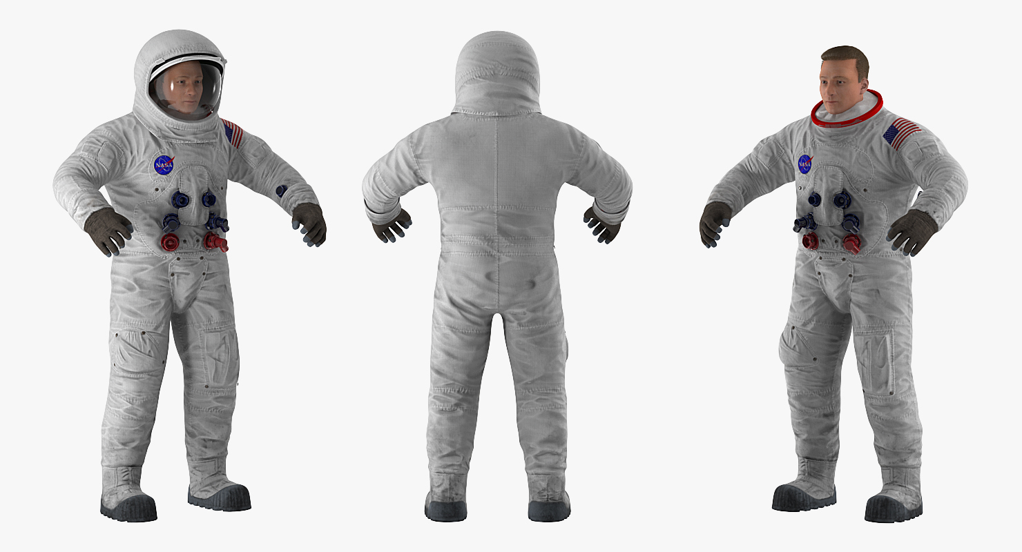 Astronaut in Spacesuit A7L with Manned Maneuvering Unit Rigged 3D