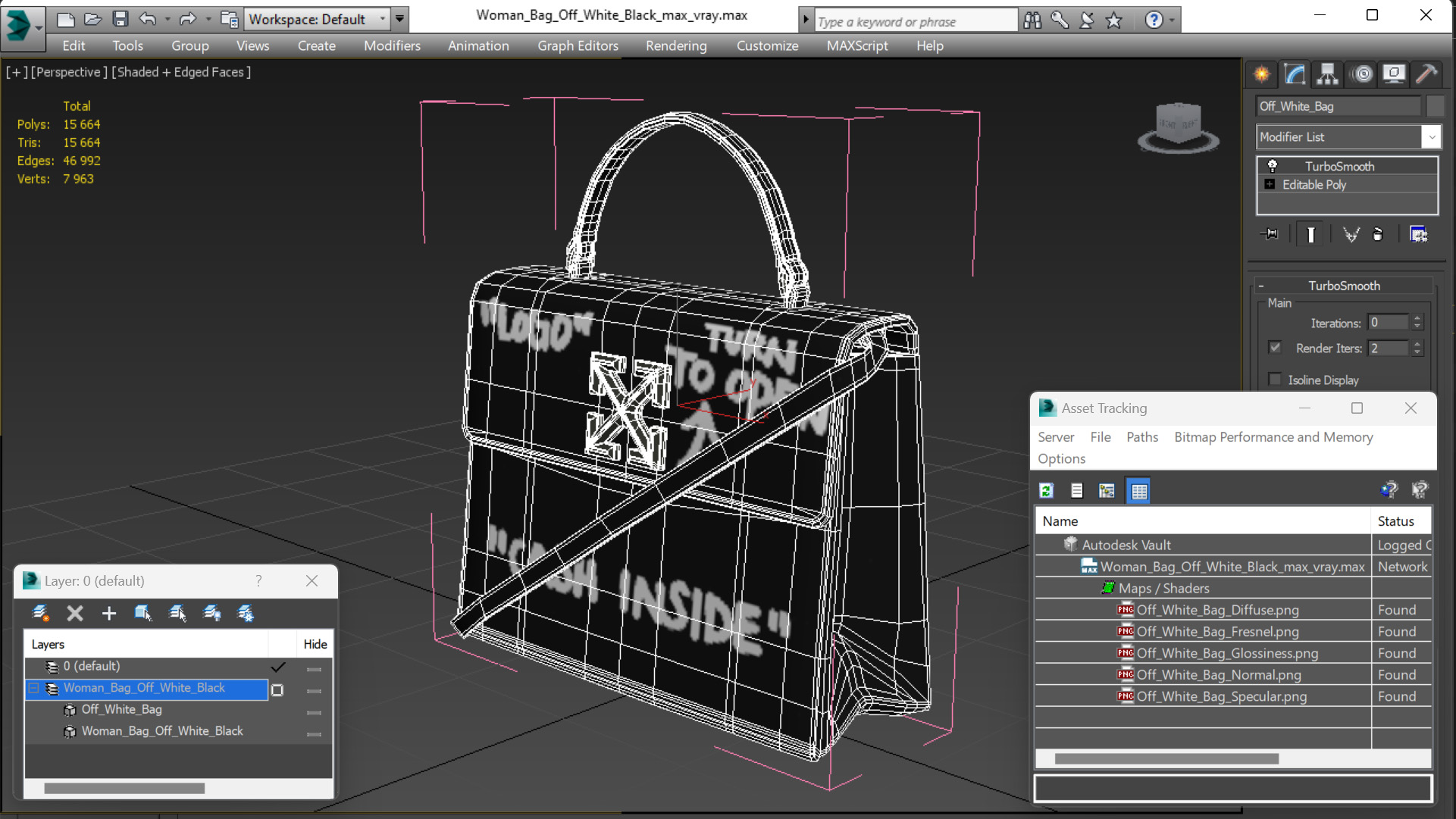 3D model Woman Bag Off White Black