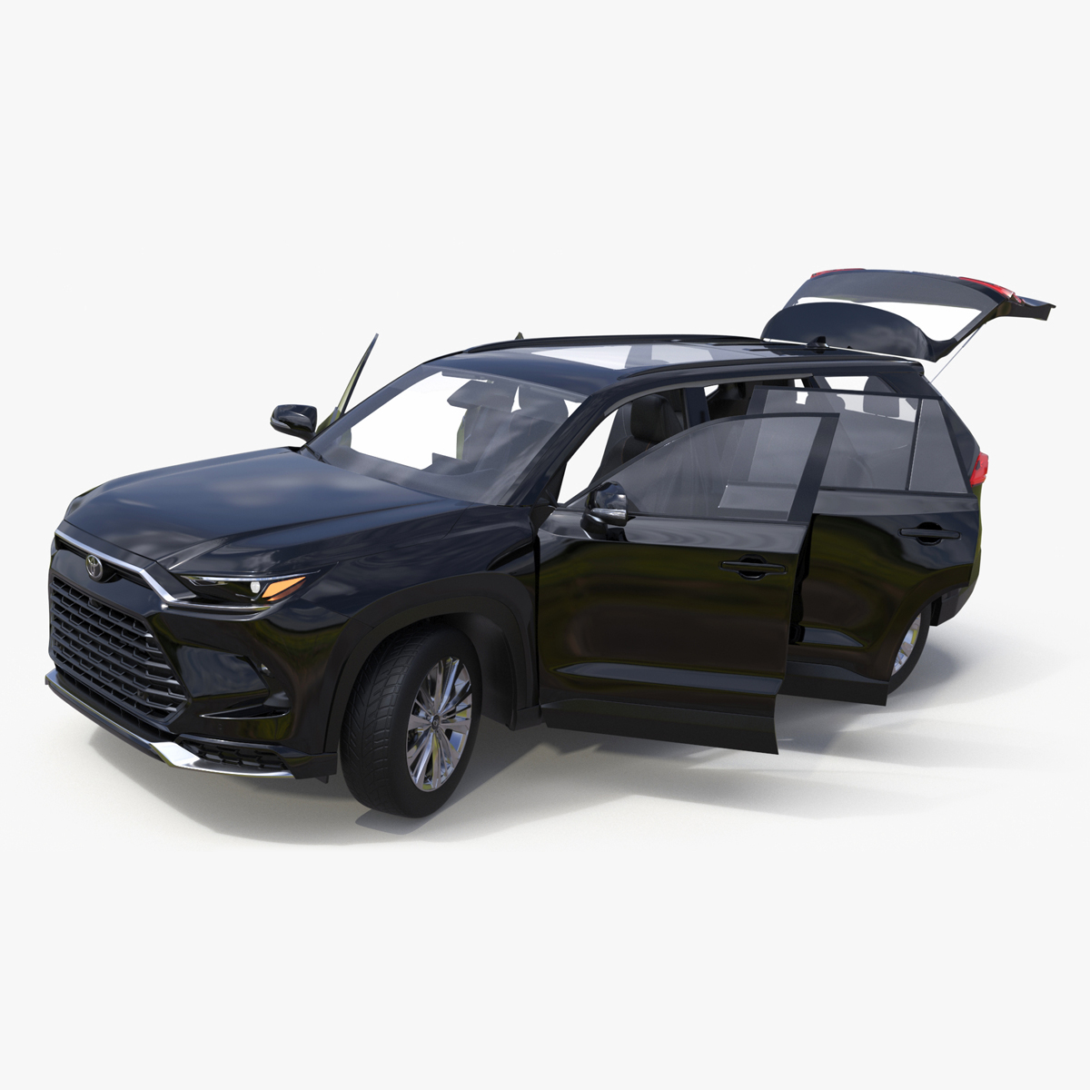 3D model Toyota Grand Highlander 2024 Black Rigged for Maya