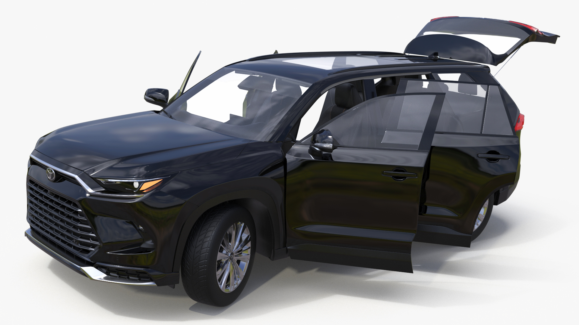 3D model Toyota Grand Highlander 2024 Black Rigged for Maya