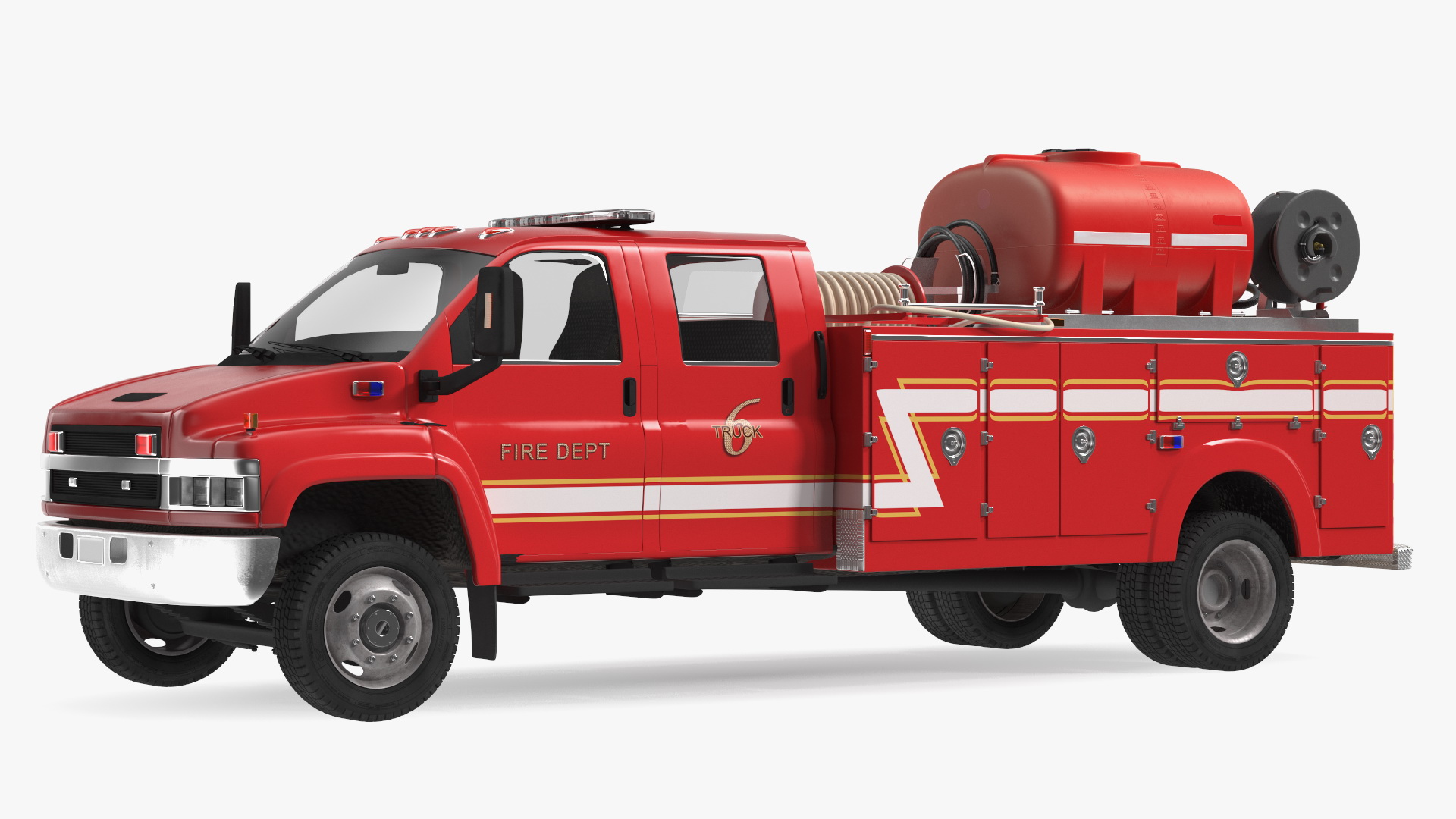 3D Fire Department Truck with Tank