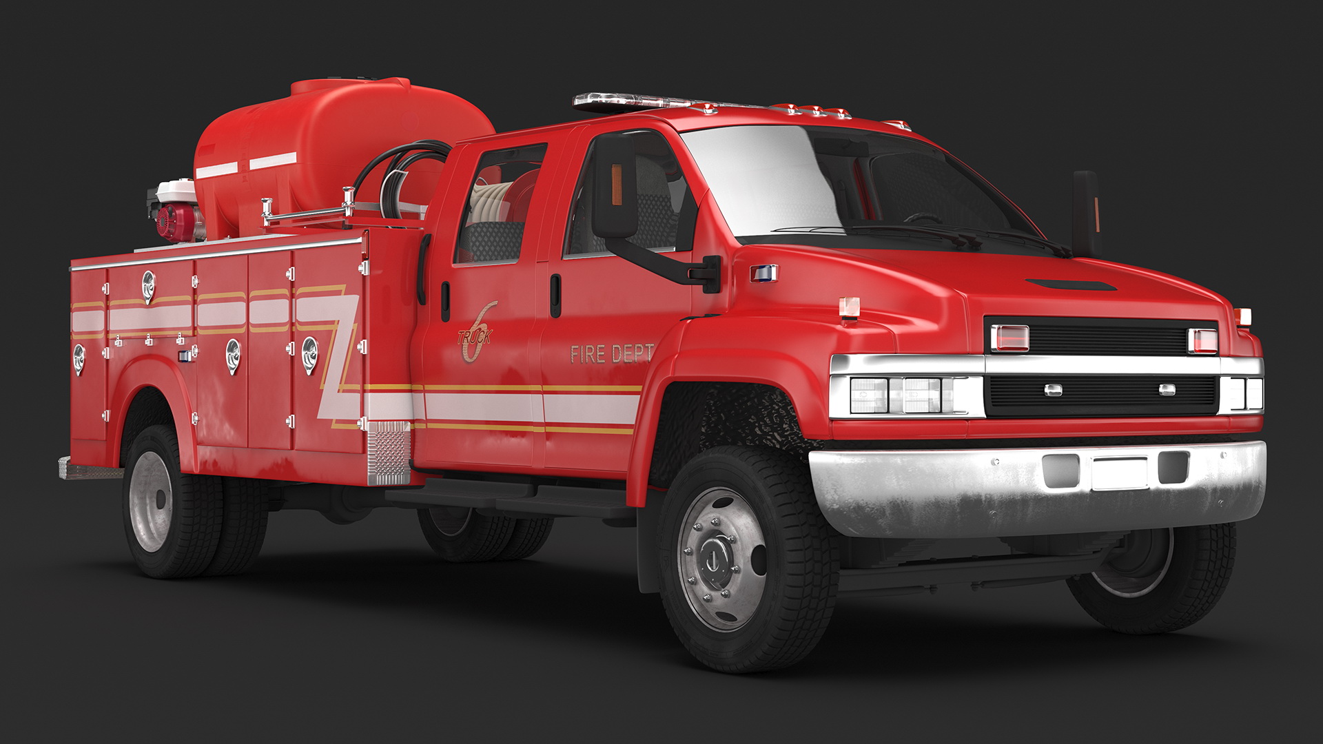 3D Fire Department Truck with Tank