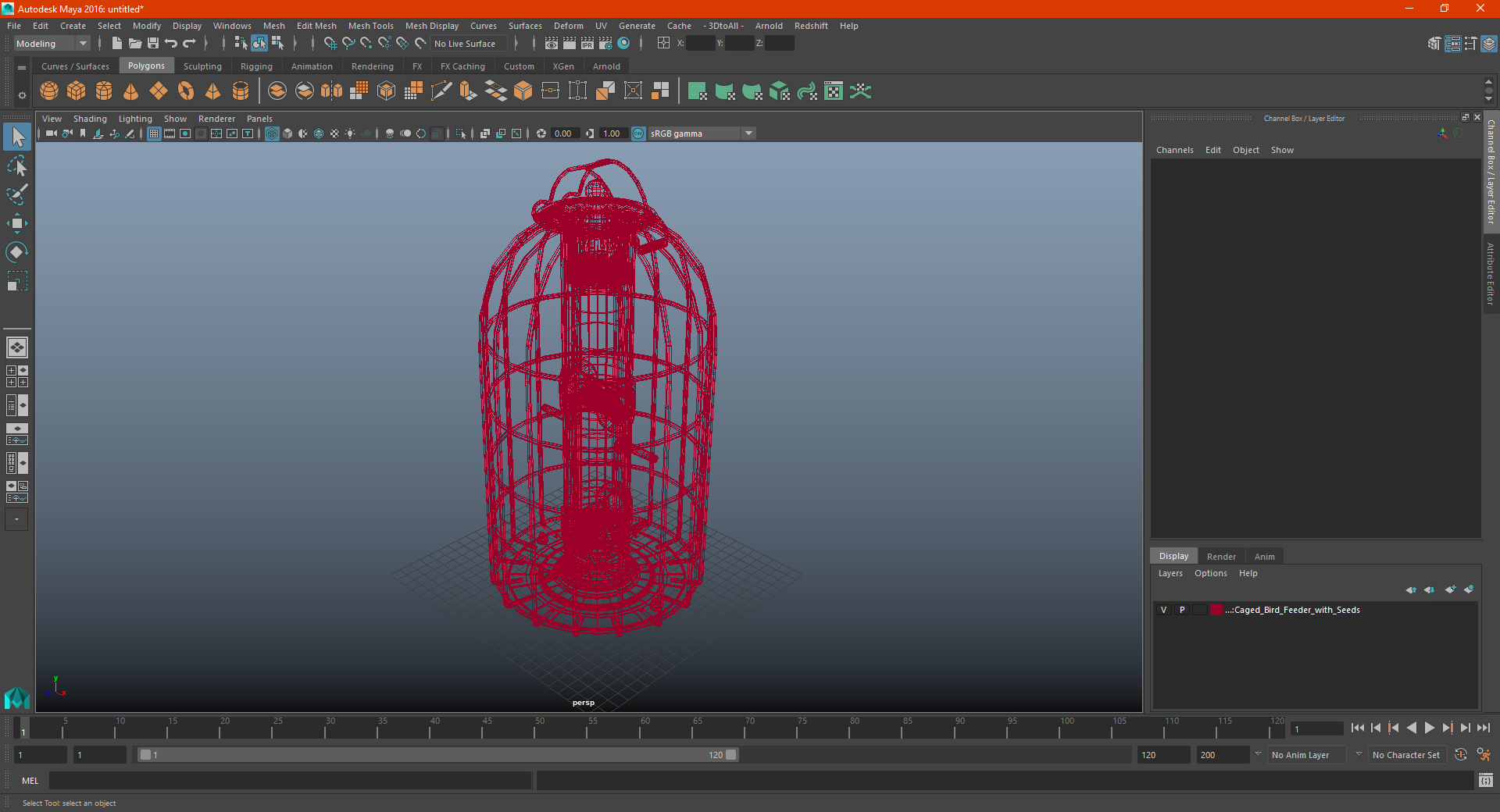 3D Caged Bird Feeder with Seeds model