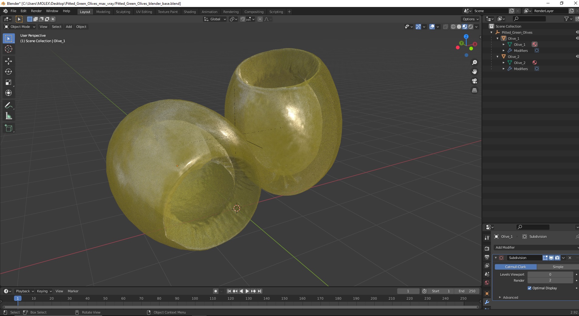 Pitted Green Olives 3D model