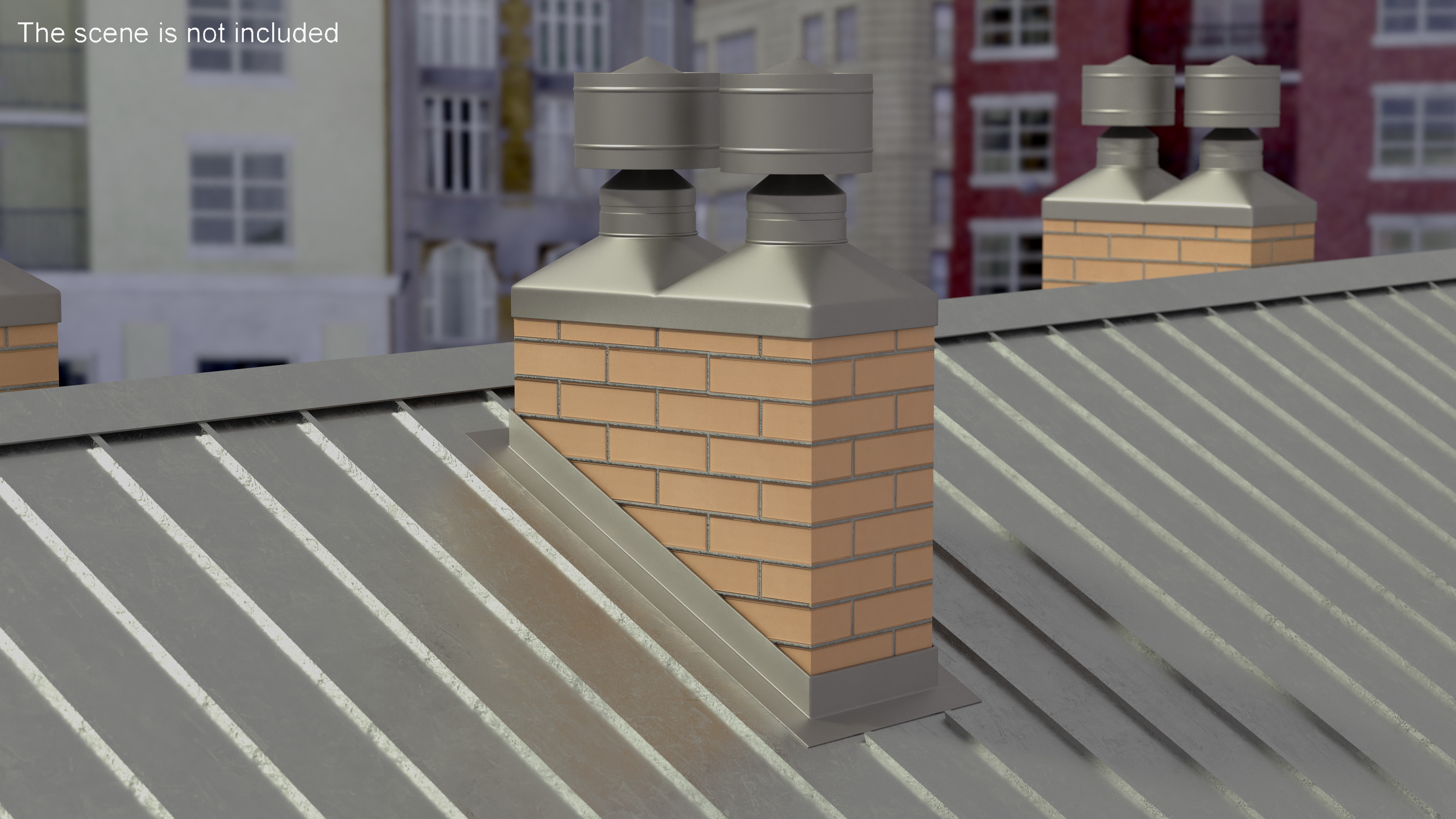 Double Brick Chimney Corner Base 3D