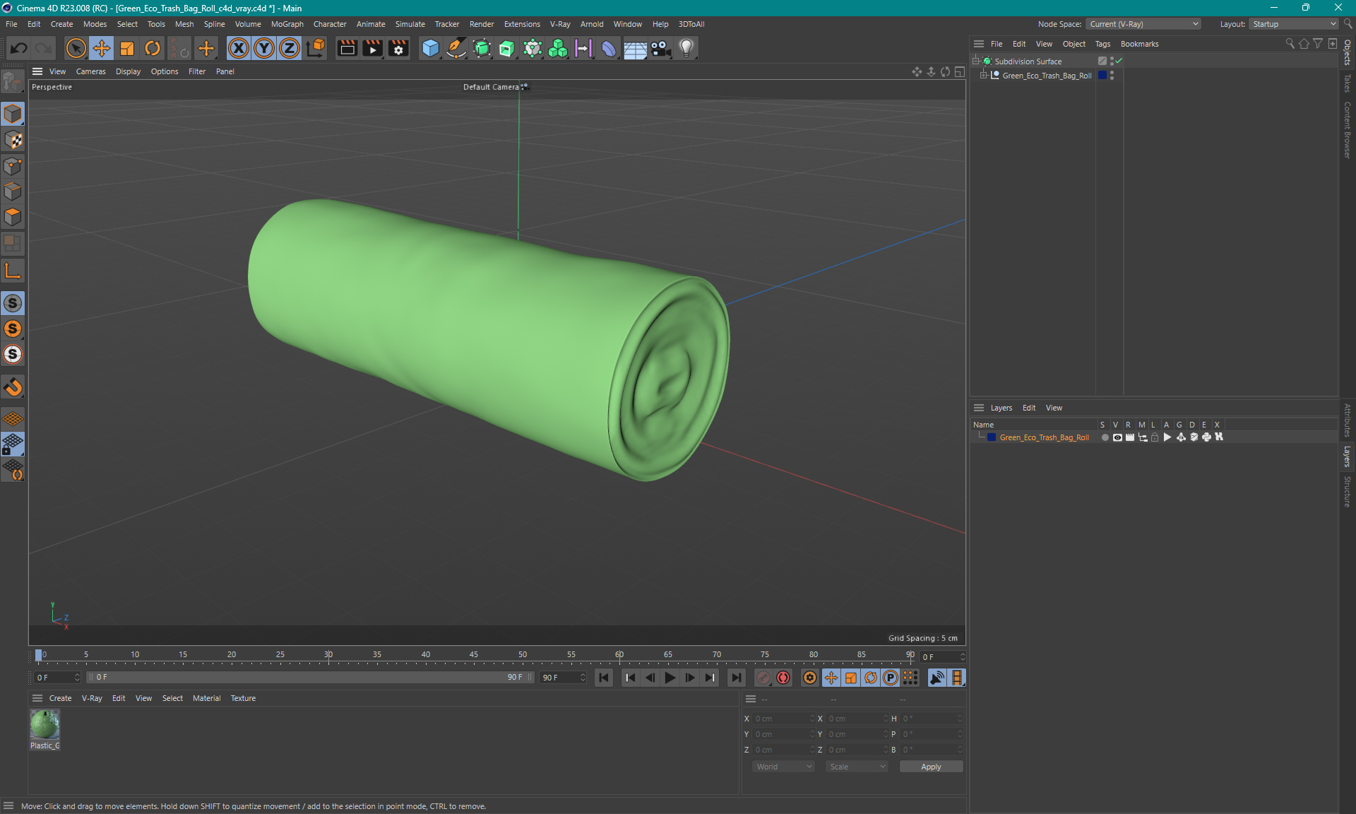 Green Eco Trash Bag Roll 3D model