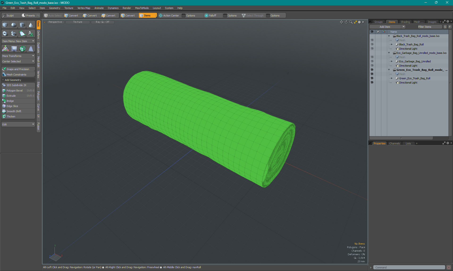 Green Eco Trash Bag Roll 3D model