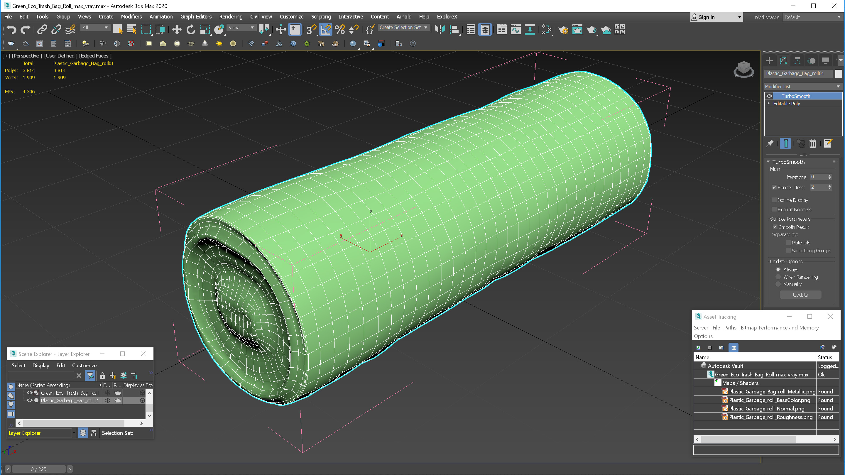 Green Eco Trash Bag Roll 3D model