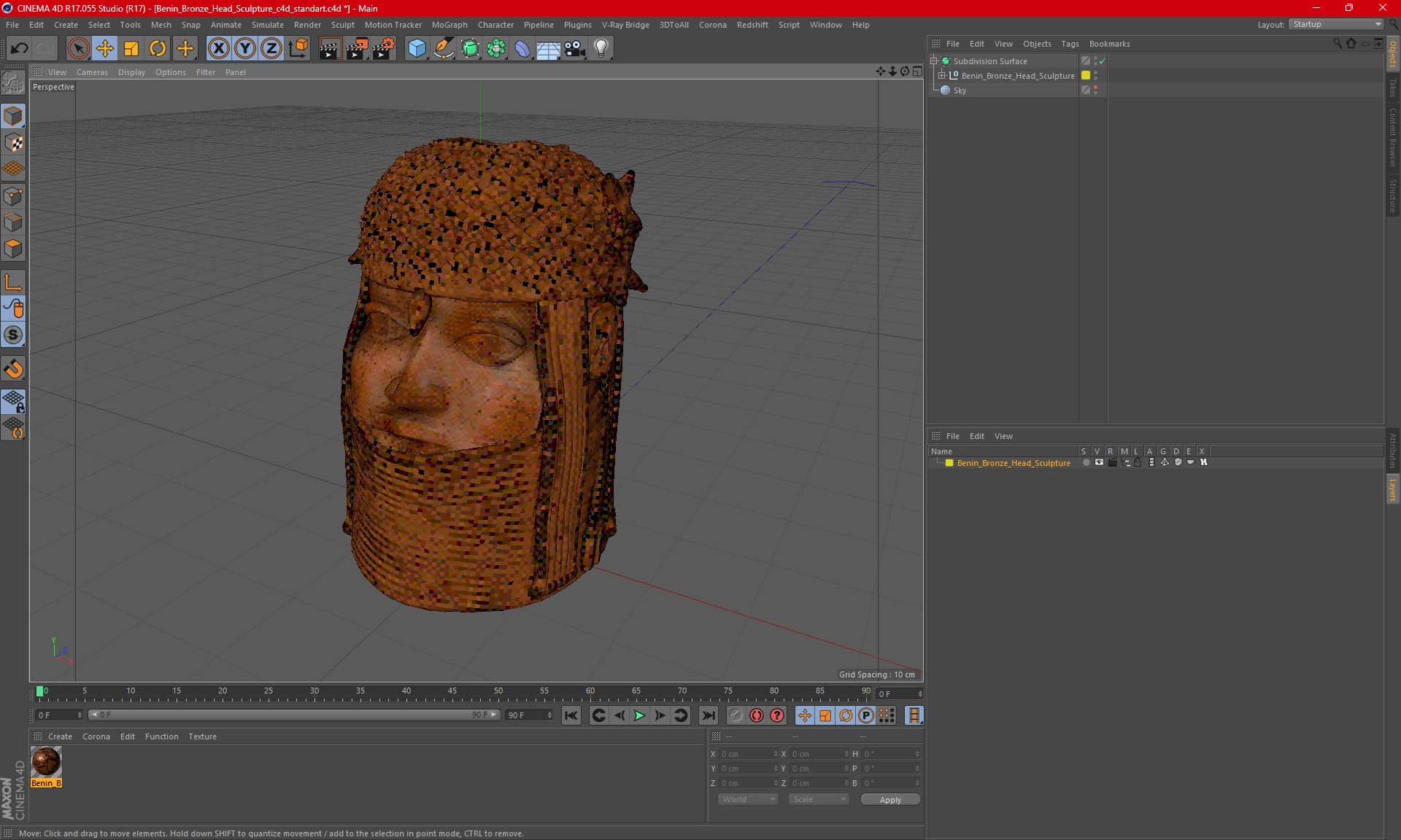 Benin Bronze Head Sculpture 3D