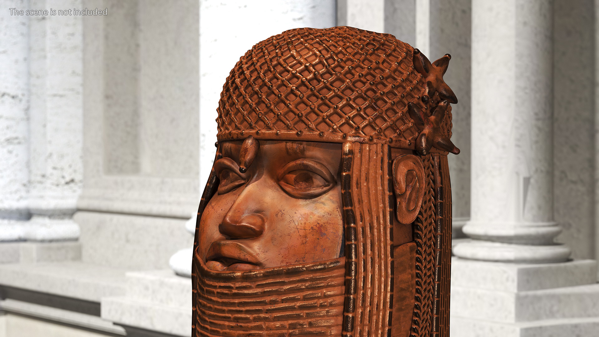 Benin Bronze Head Sculpture 3D