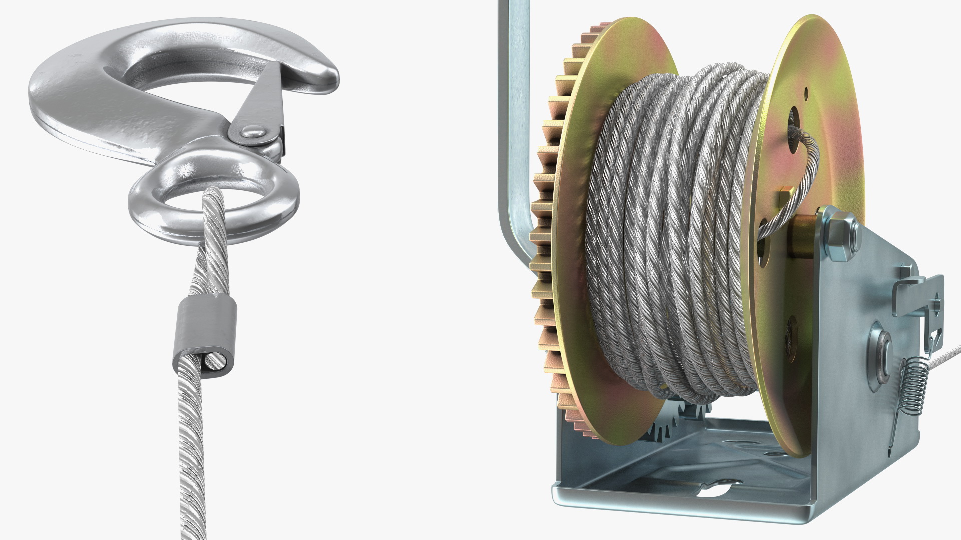 3D Heavy Duty Hand Winch with Steel Cable model