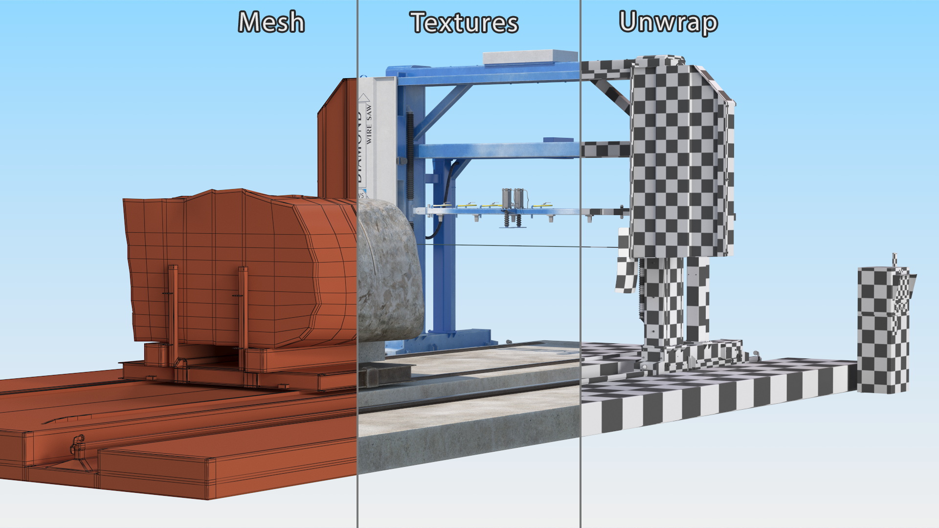 3D Stone Cutting Machine Rigged model