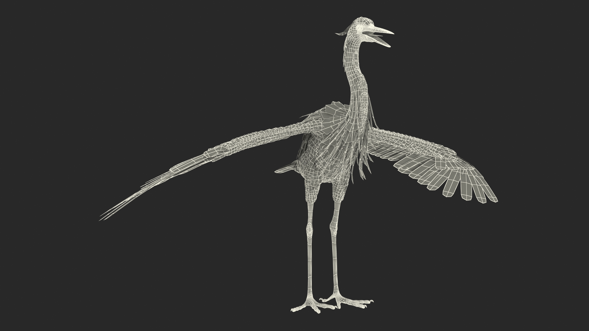 3D Grey Heron Rigged for Maya