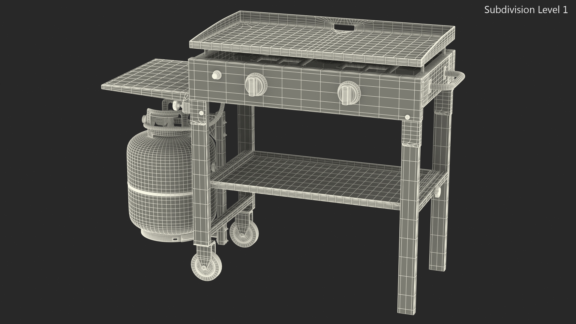 3D Flat Top Griddle Station with Gas Cylinder Dusty model