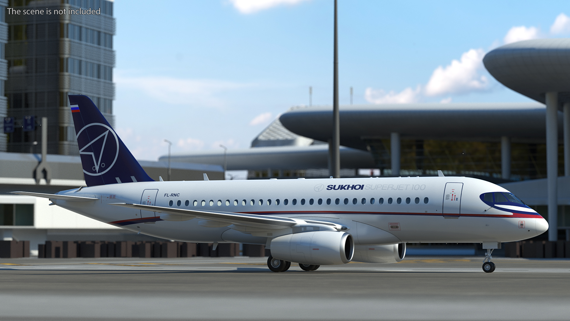 3D Sukhoi Superjet 100 95lr Rigged