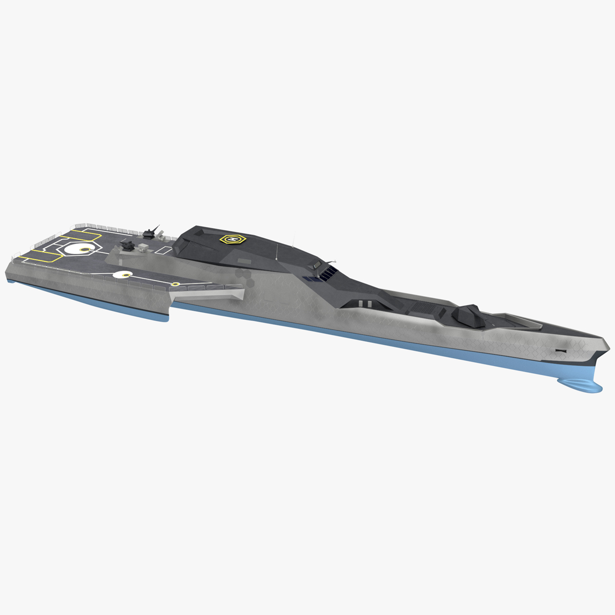 Blue Shark Frigate Rigged for Cinema 4D 3D model