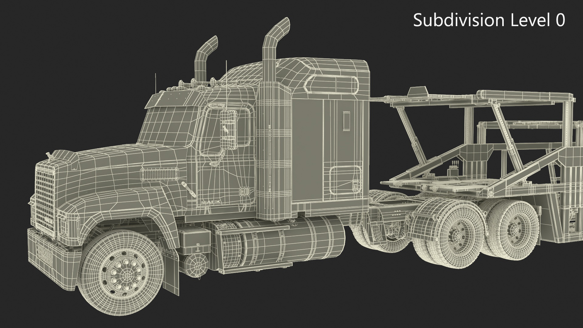 3D Mack CHU613 Truck with Sun Valley H5308 Car Carrier Rigged model