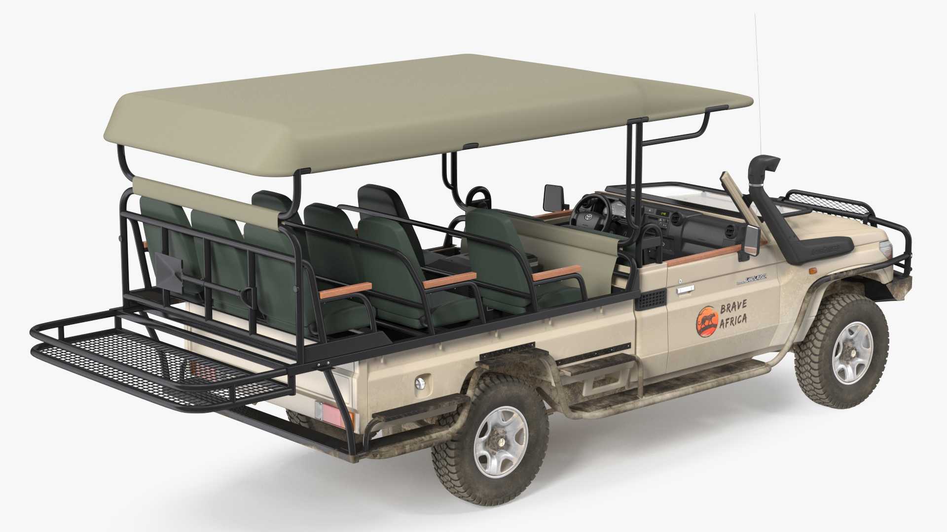 Toyota Land Cruiser Safari Open Sided Beige Dirty 3D model