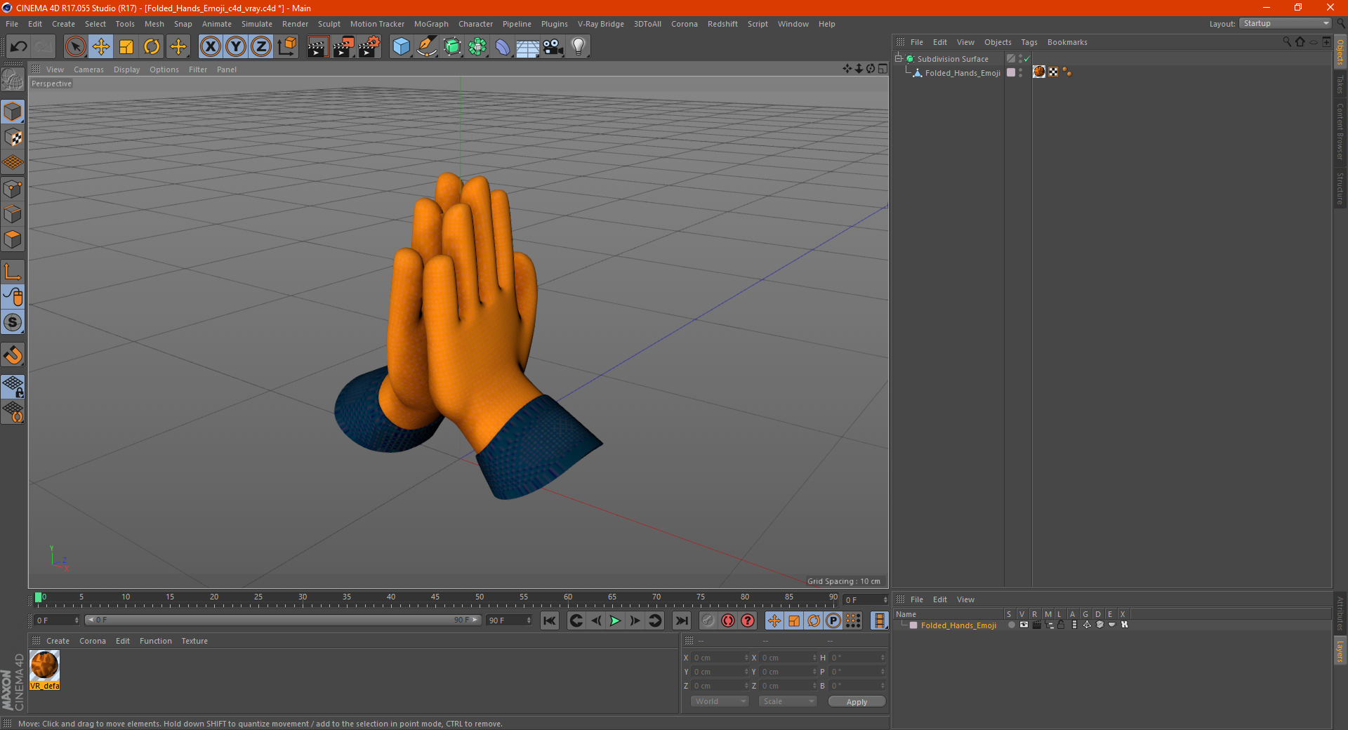 3D Folded Hands Emoji model