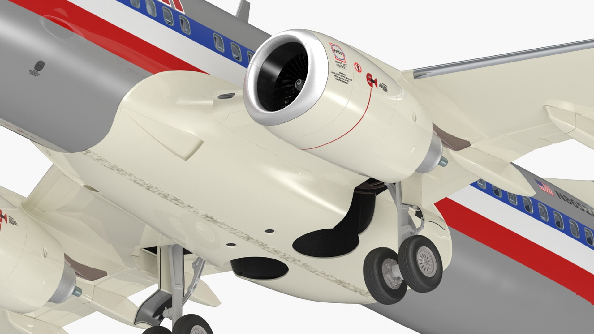 3D American Airlines Boeing 737-700 with Interior Rigged model