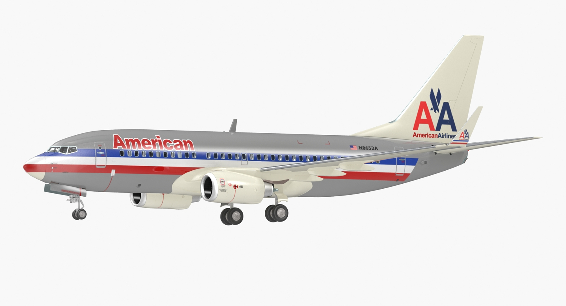 3D American Airlines Boeing 737-700 with Interior Rigged model