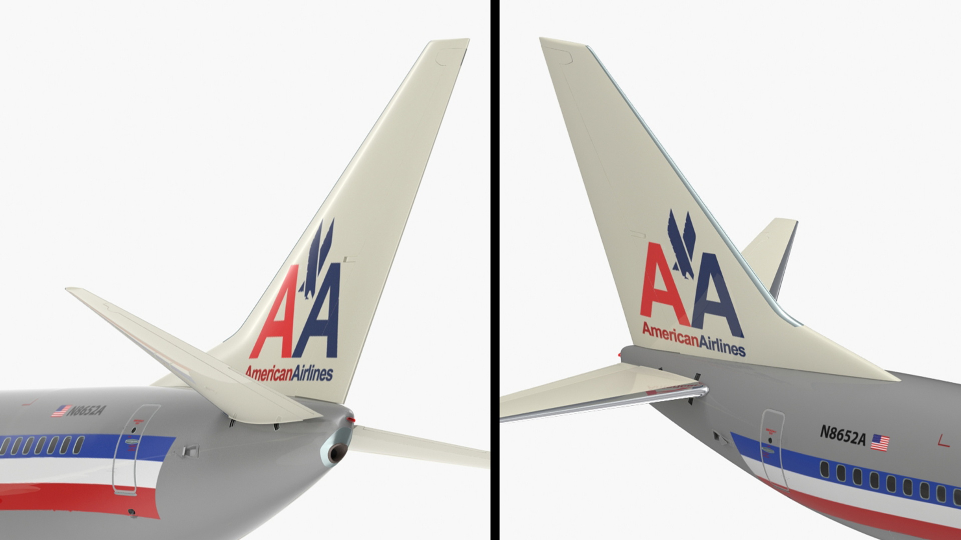 3D American Airlines Boeing 737-700 with Interior Rigged model