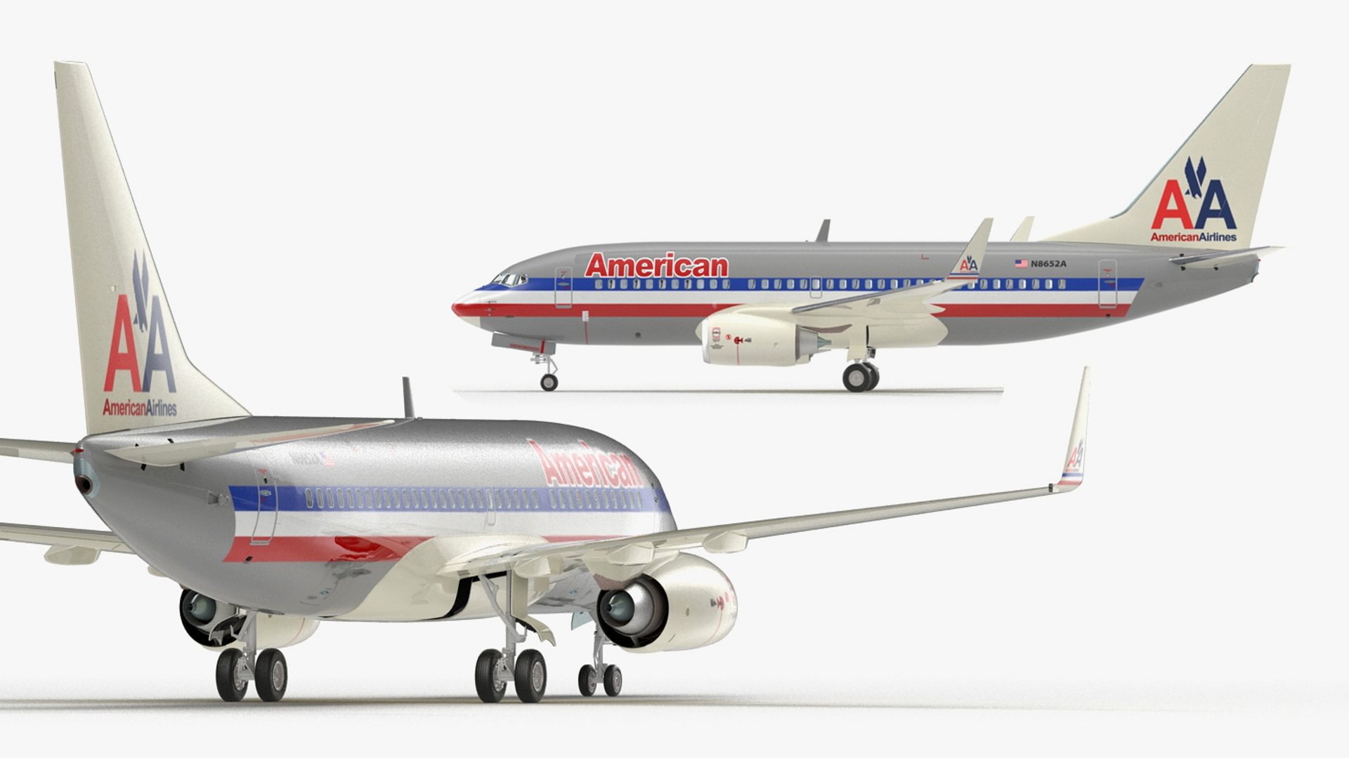 3D American Airlines Boeing 737-700 with Interior Rigged model