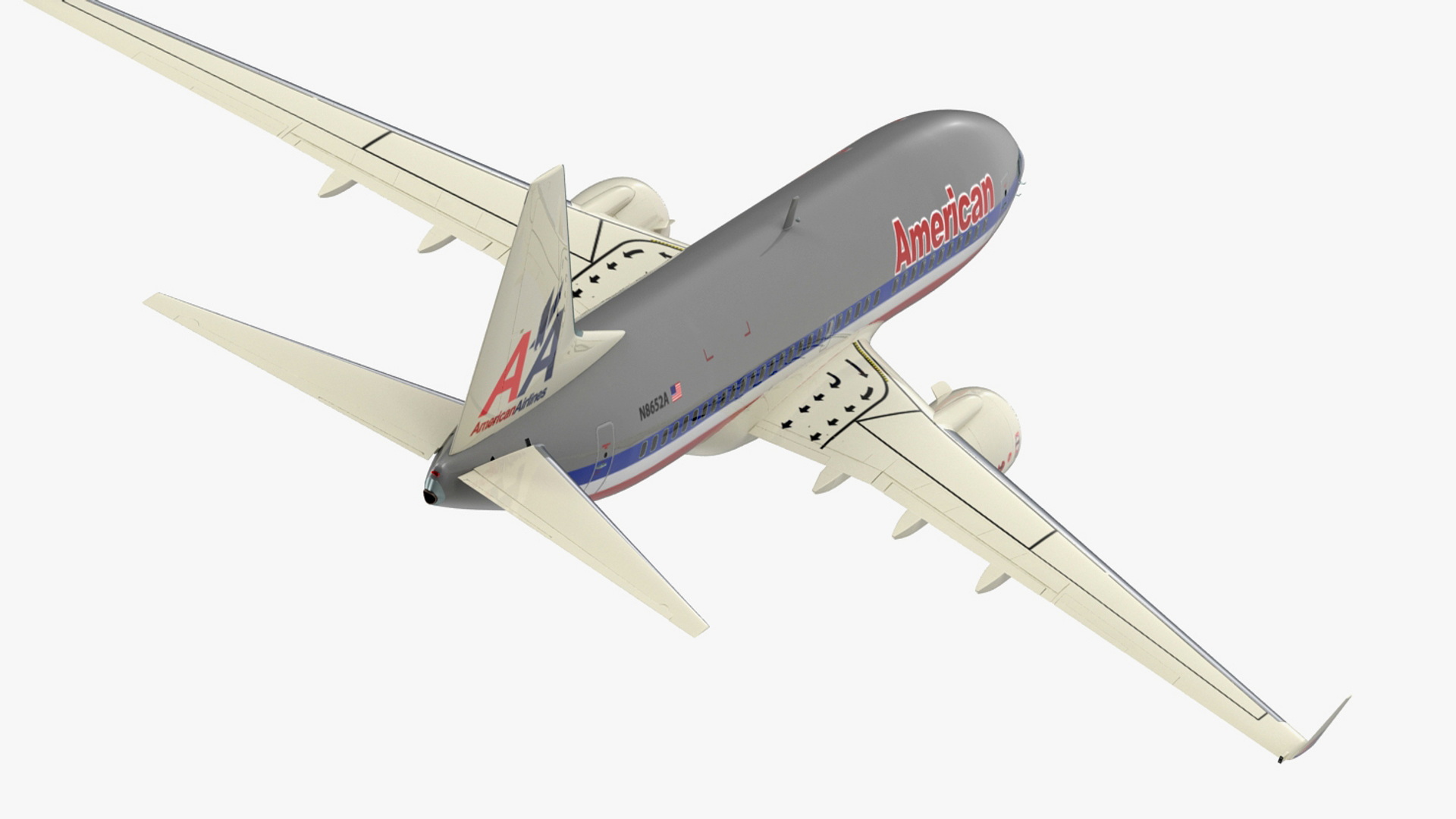 3D American Airlines Boeing 737-700 with Interior Rigged model