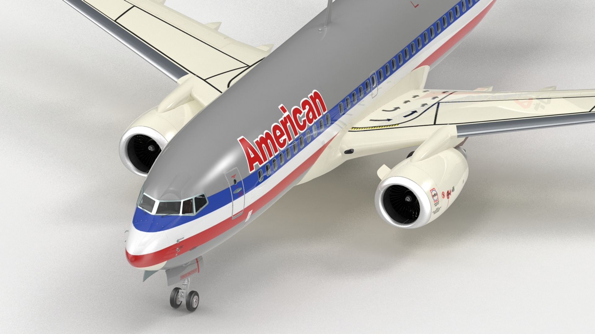 3D American Airlines Boeing 737-700 with Interior Rigged model