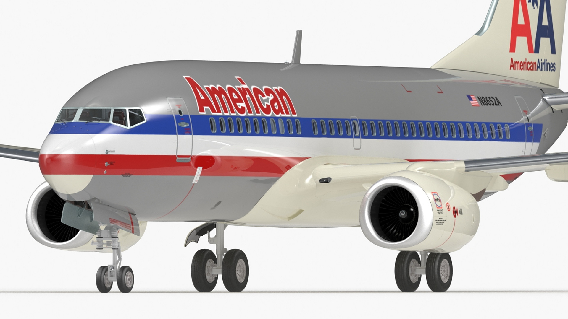 3D American Airlines Boeing 737-700 with Interior Rigged model