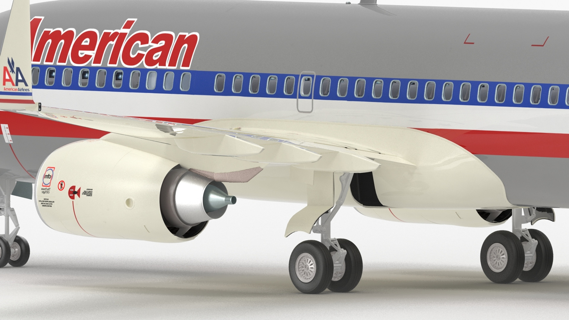 3D American Airlines Boeing 737-700 with Interior Rigged model