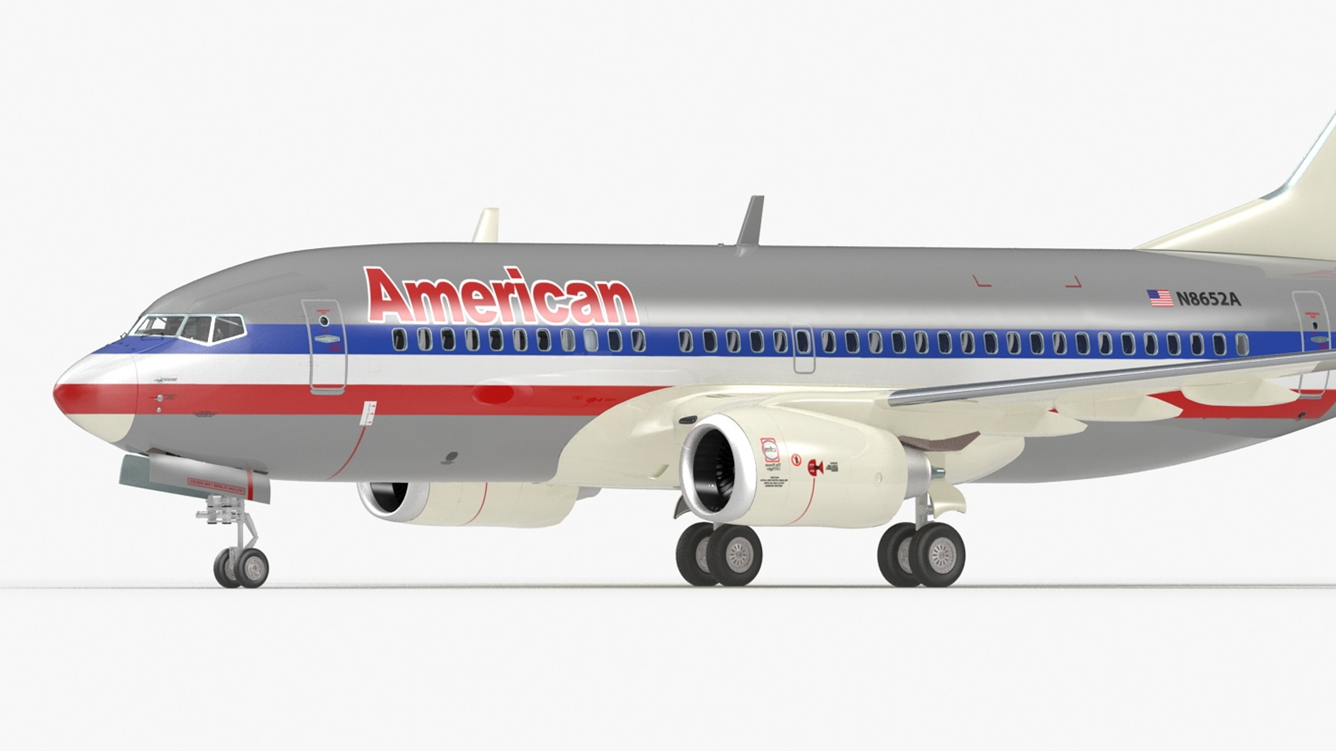 3D American Airlines Boeing 737-700 with Interior Rigged model