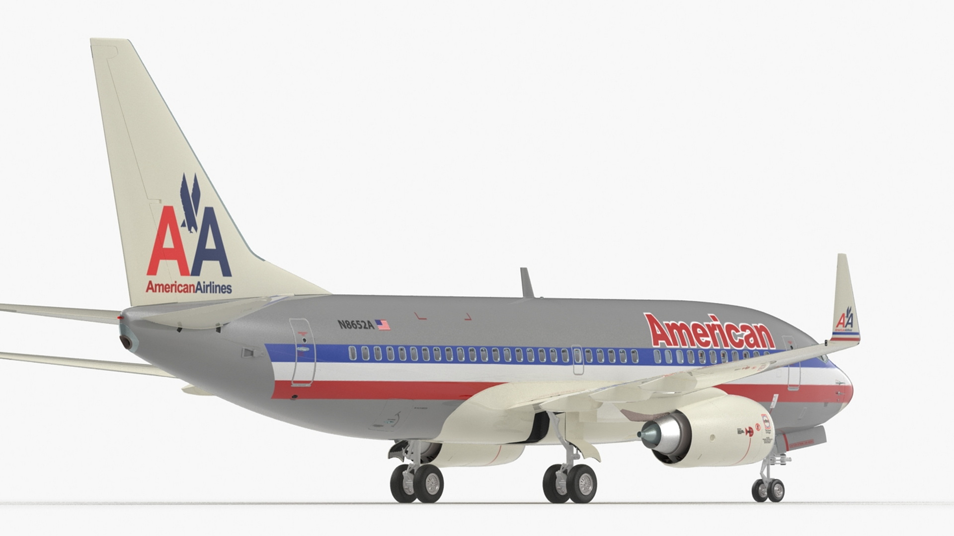 3D American Airlines Boeing 737-700 with Interior Rigged model