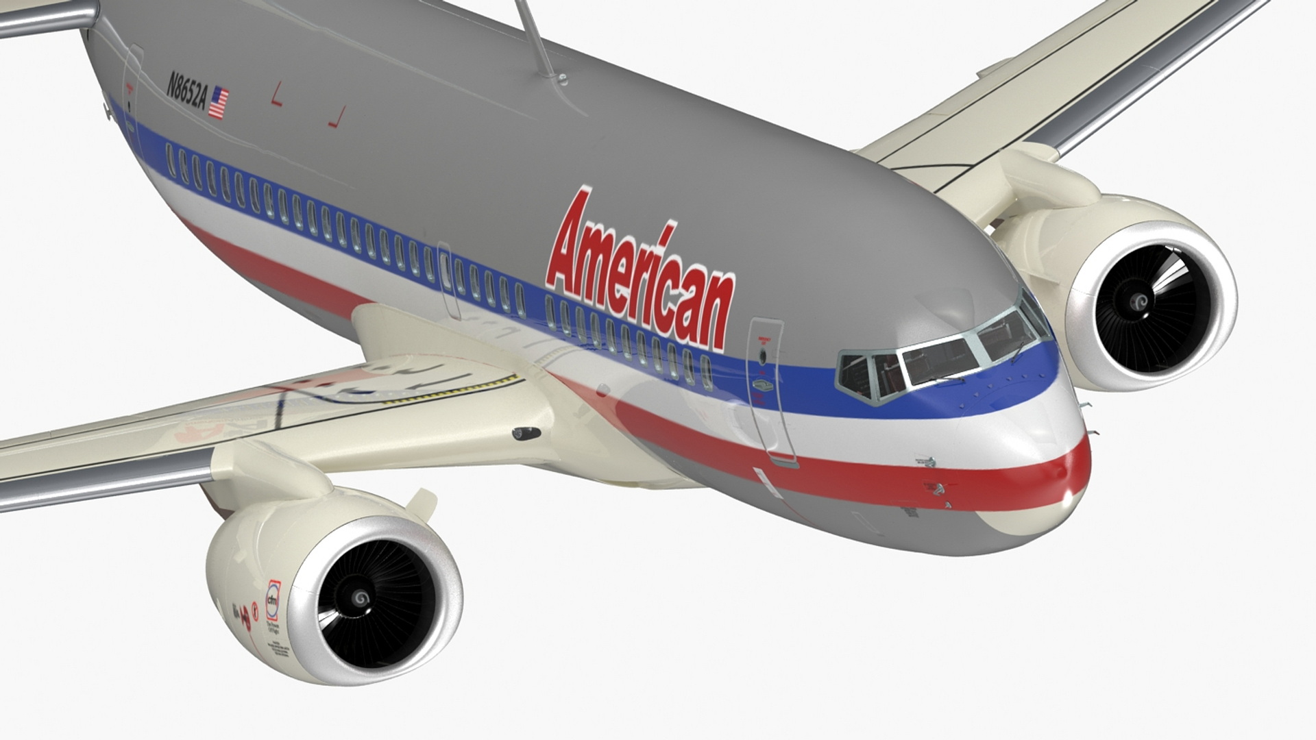 3D American Airlines Boeing 737-700 with Interior Rigged model