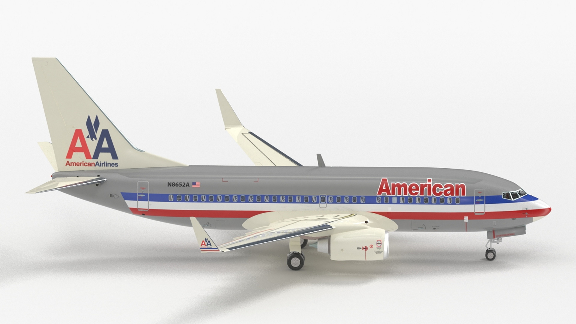 3D American Airlines Boeing 737-700 with Interior Rigged model