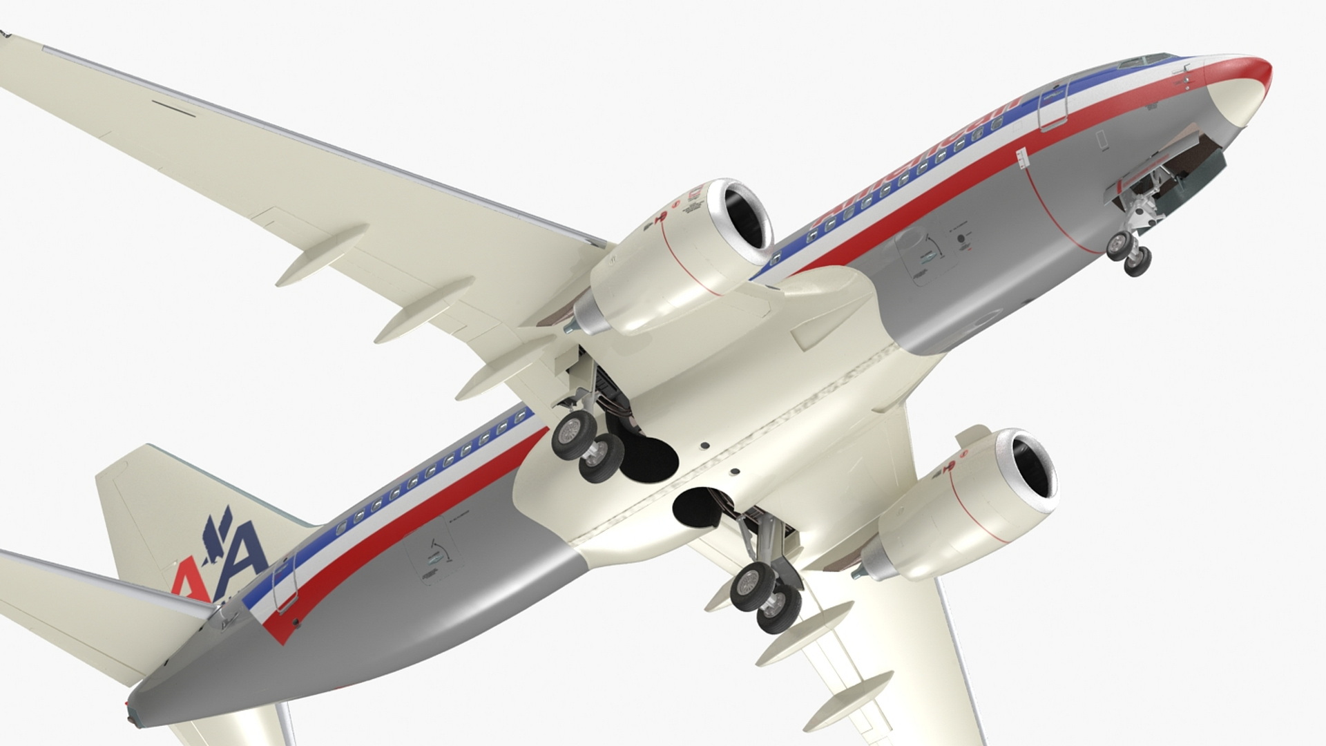 3D American Airlines Boeing 737-700 with Interior Rigged model