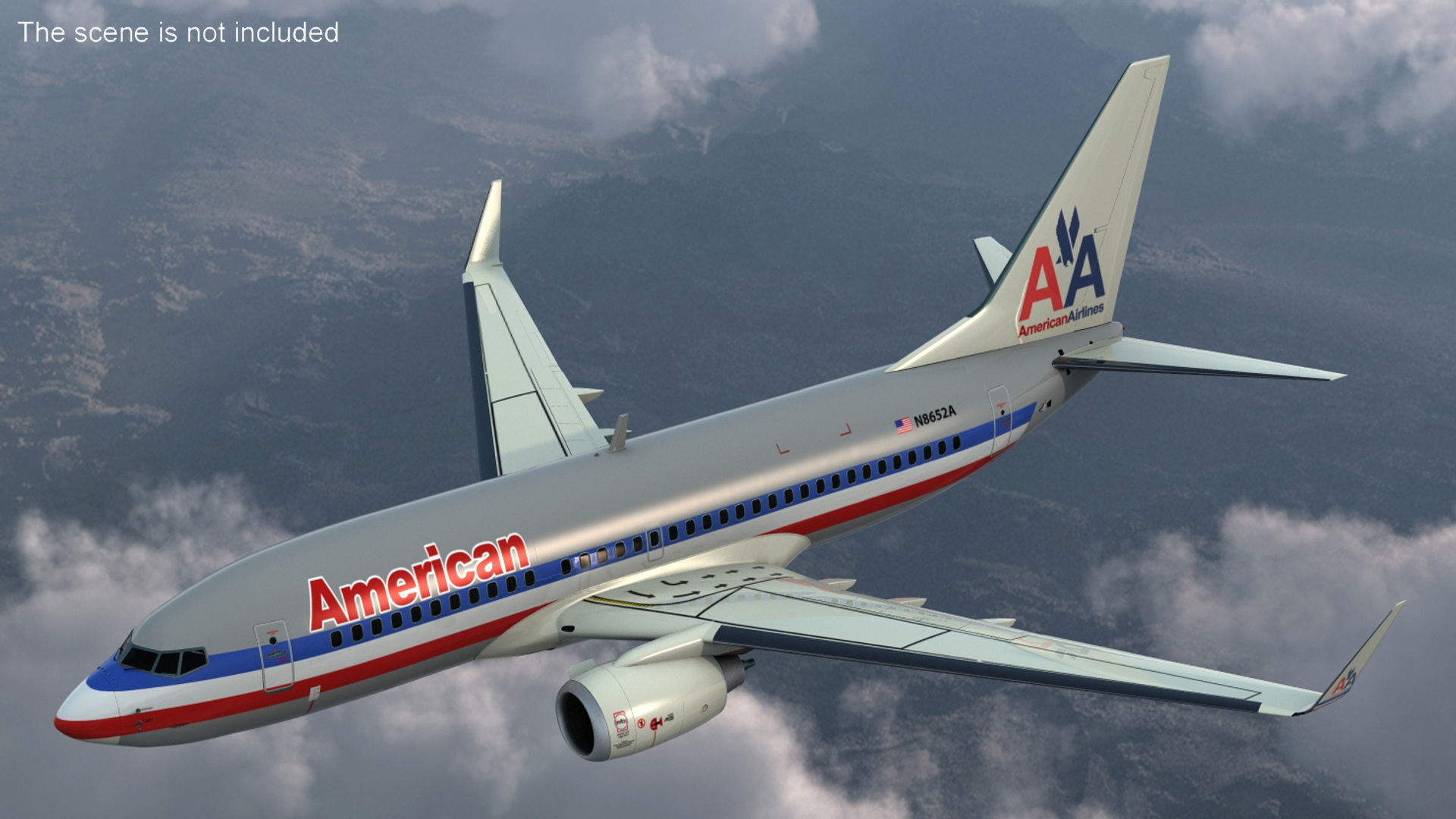 3D American Airlines Boeing 737-700 with Interior Rigged model