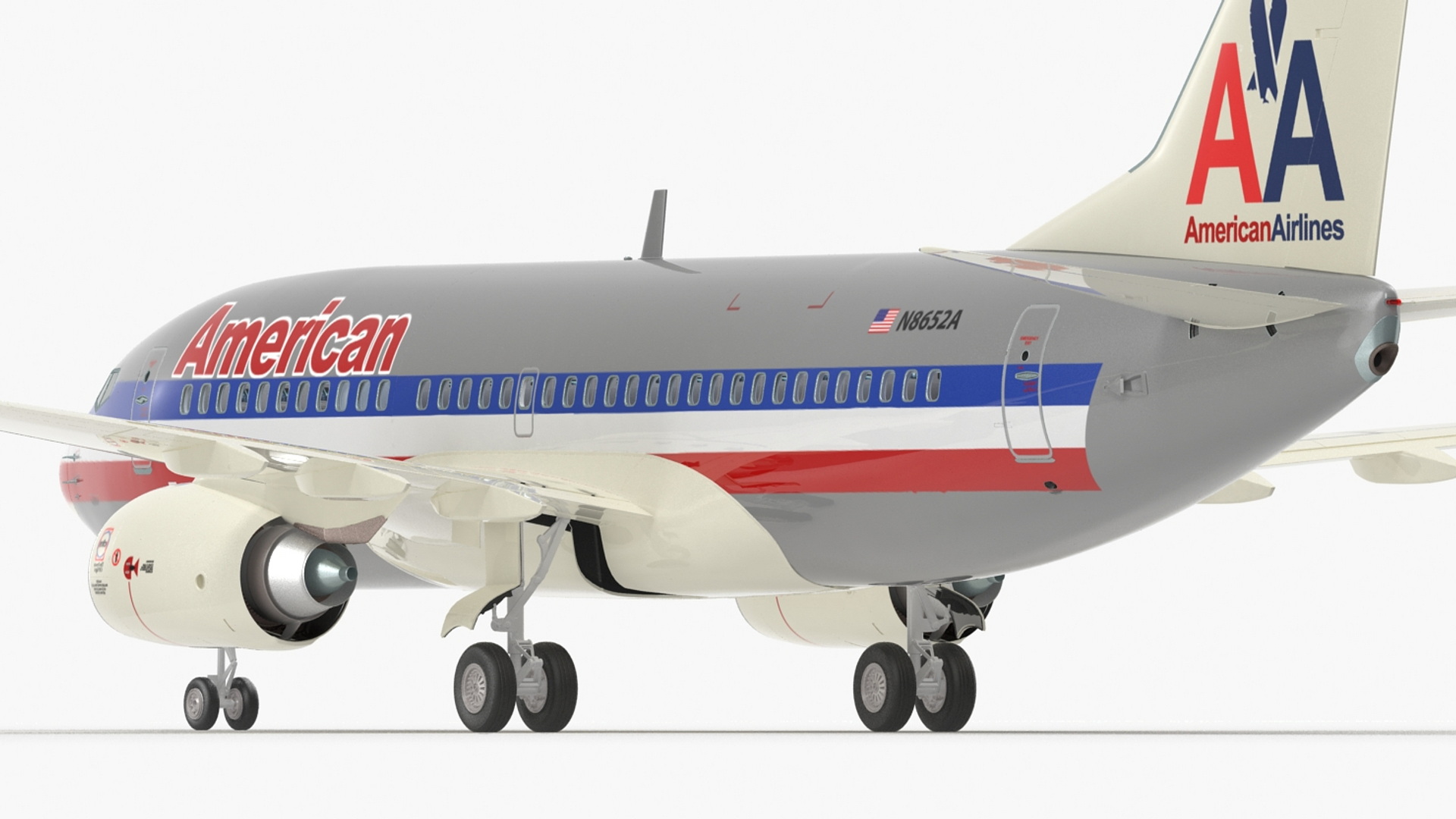 3D American Airlines Boeing 737-700 with Interior Rigged model