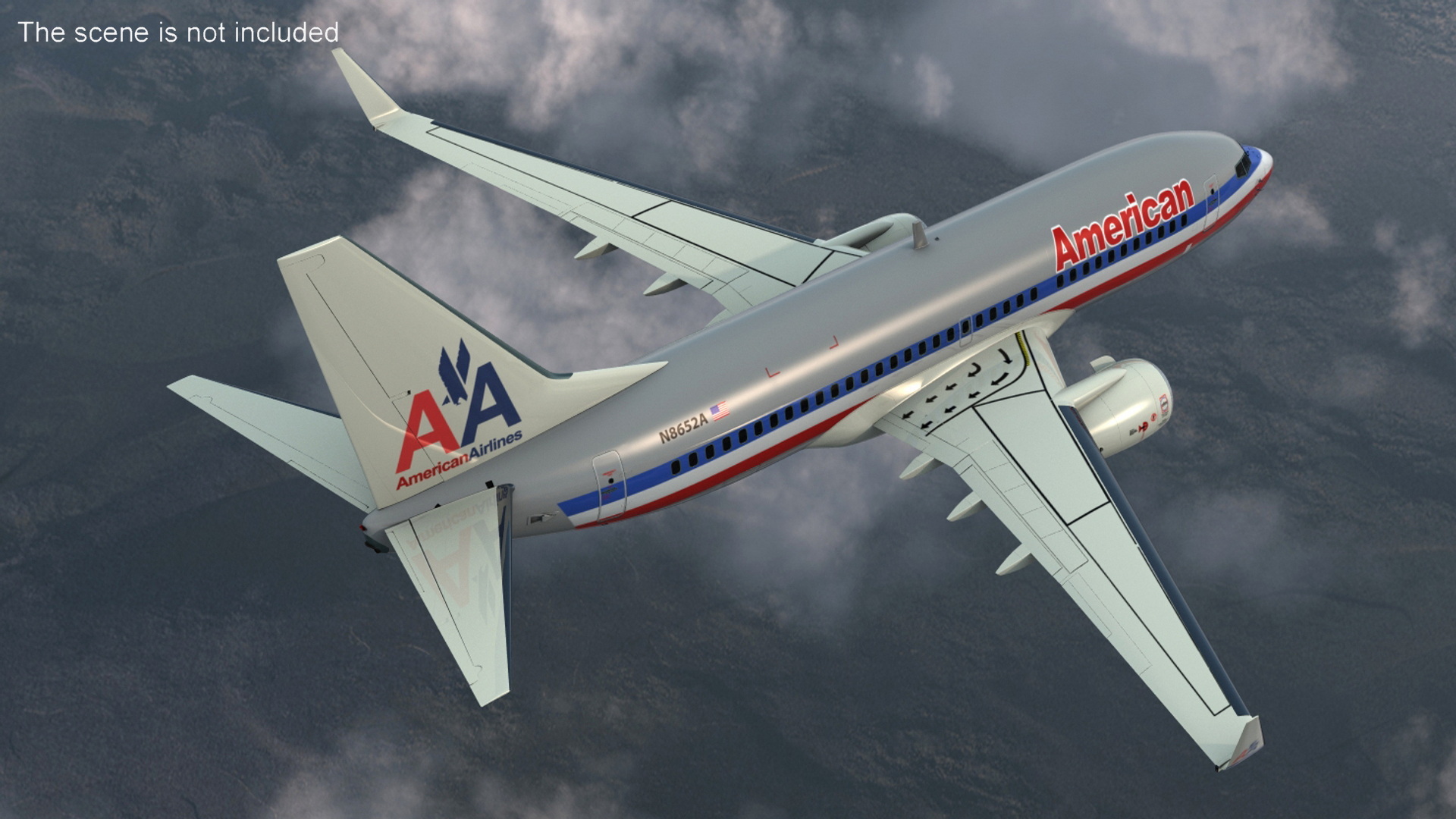 3D American Airlines Boeing 737-700 with Interior Rigged model