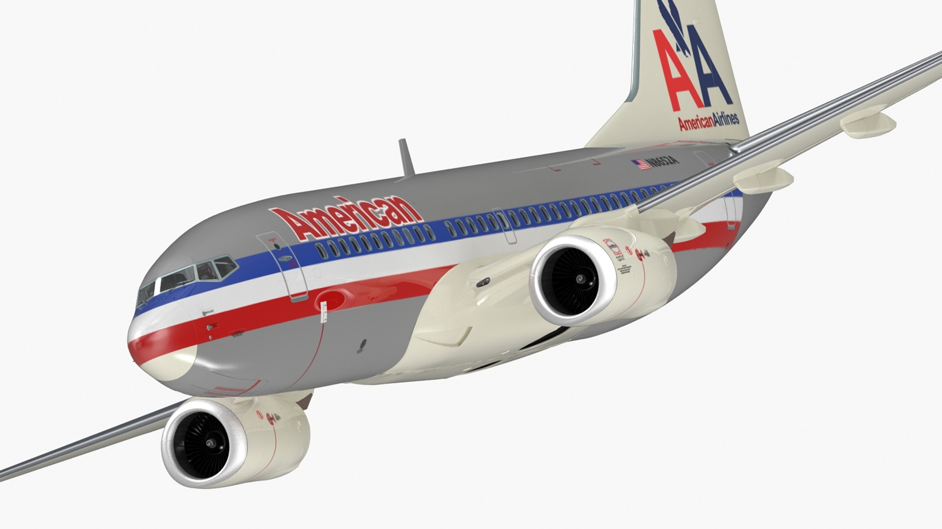 3D American Airlines Boeing 737-700 with Interior Rigged model