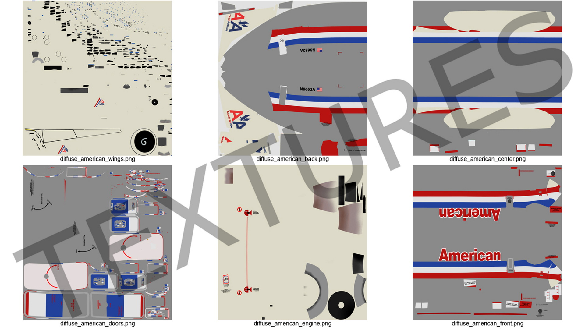 3D American Airlines Boeing 737-700 with Interior Rigged model